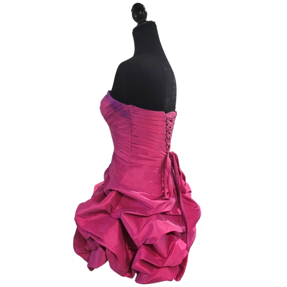 Fiesta Party Bombshell Pleated Draped Corset Pink Purple Taffeta Dress size S - Picture 4 of 10